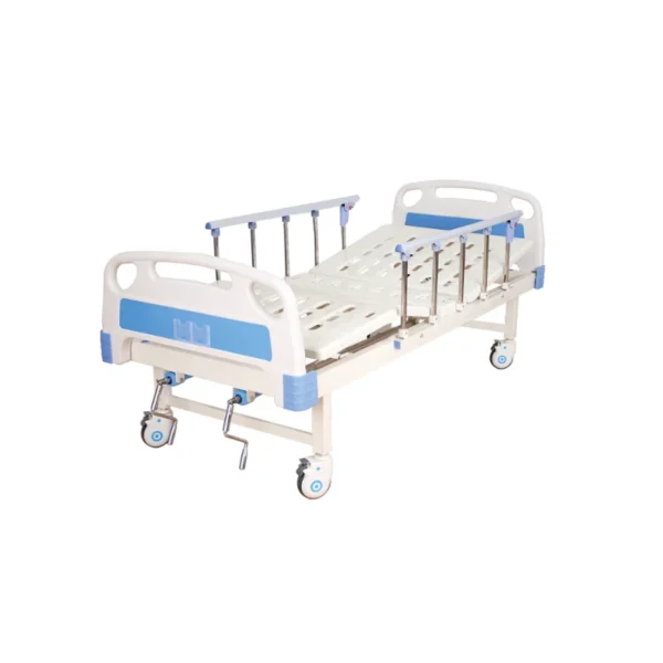 Double crank medical bed with removable white ABS headboard and footboard
