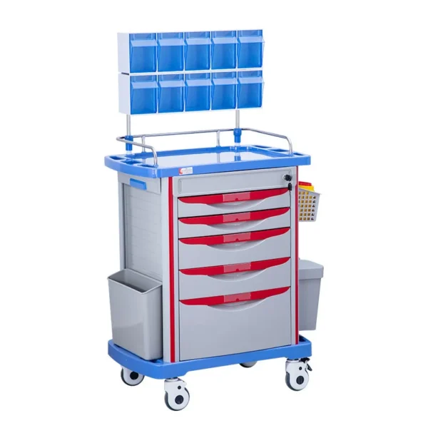 Medical ABS anesthesia cart with 5 drawers
