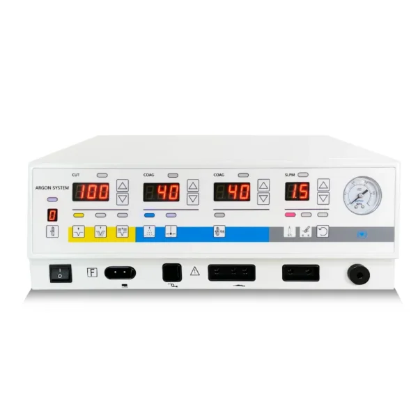 Technical specifications of CM-350 Ar ESU: 300W cut, 7 surgical modes, 0.20-0.50Mpa argon pressure range