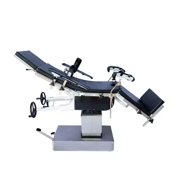 Manual hydraulic operating table with head-end hand crank and 210cm steel spray top