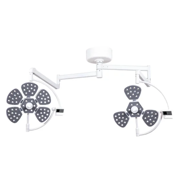 petal-design LED surgical lamp with German OSRAM LEDs, 180,000Lux brightness, and octagonal rotating arm.